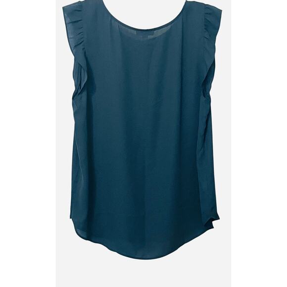 LOFT OUTLET CAP SLV RND NECK PULL-OVER TUNIC BLOUSE, WOMENS, L, BLUE - Picture 6 of 10